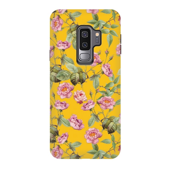 Galaxy S9 plus StrongFit Pink Roses on Yellow by  Utart