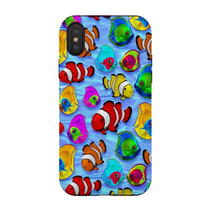 iPhone Xs / X StrongFit Tropical Colorful Fish Pattern by BluedarkArt