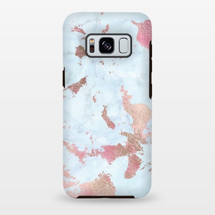Galaxy S8 plus StrongFit Rose Gold Metal Foil on Light Blue Marble by  Utart