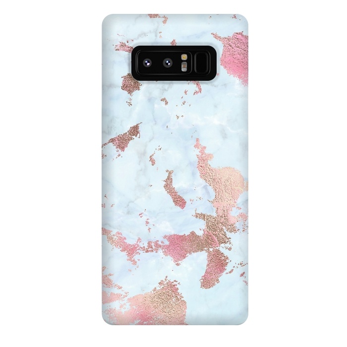 Galaxy Note 8 StrongFit Rose Gold Metal Foil on Light Blue Marble by  Utart