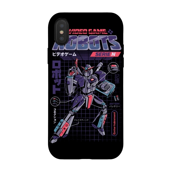 iPhone Xs / X StrongFit Video Game Robot - Model N by Ilustrata