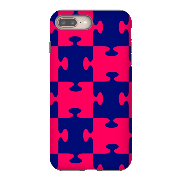 iPhone 7 plus StrongFit jigsaw blue pink by MALLIKA