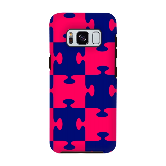 Galaxy S8 StrongFit jigsaw blue pink by MALLIKA