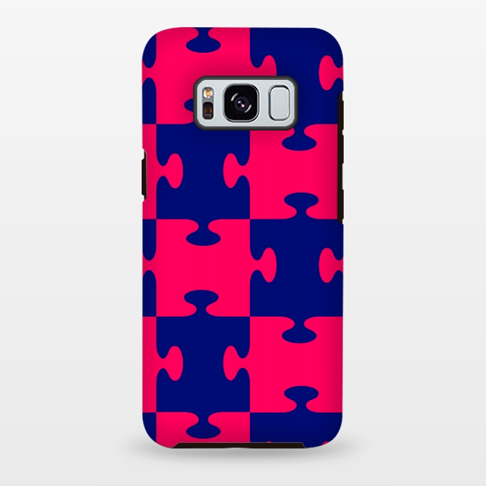 Galaxy S8 plus StrongFit jigsaw blue pink by MALLIKA