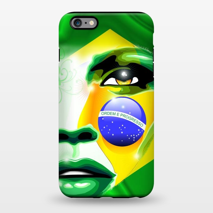 iPhone 6/6s plus StrongFit Brazil Flag Colors on Beautiful Girl Portrait by BluedarkArt