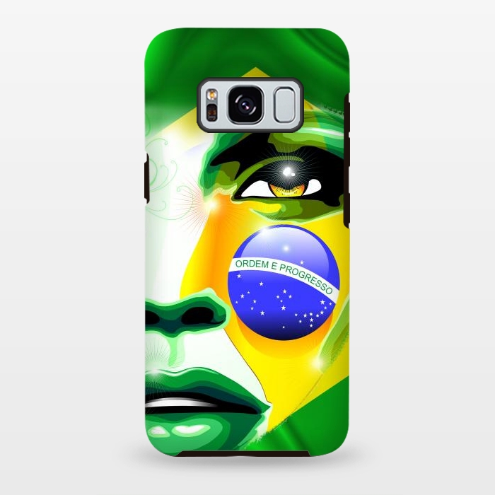 Galaxy S8 plus StrongFit Brazil Flag Colors on Beautiful Girl Portrait by BluedarkArt