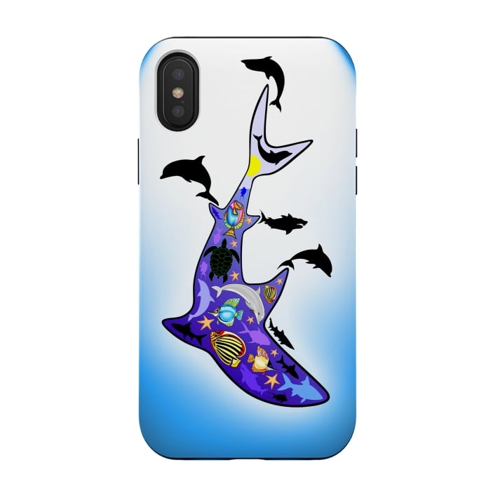 iPhone Xs / X StrongFit Shark MarineLife Scenery Patterned by BluedarkArt