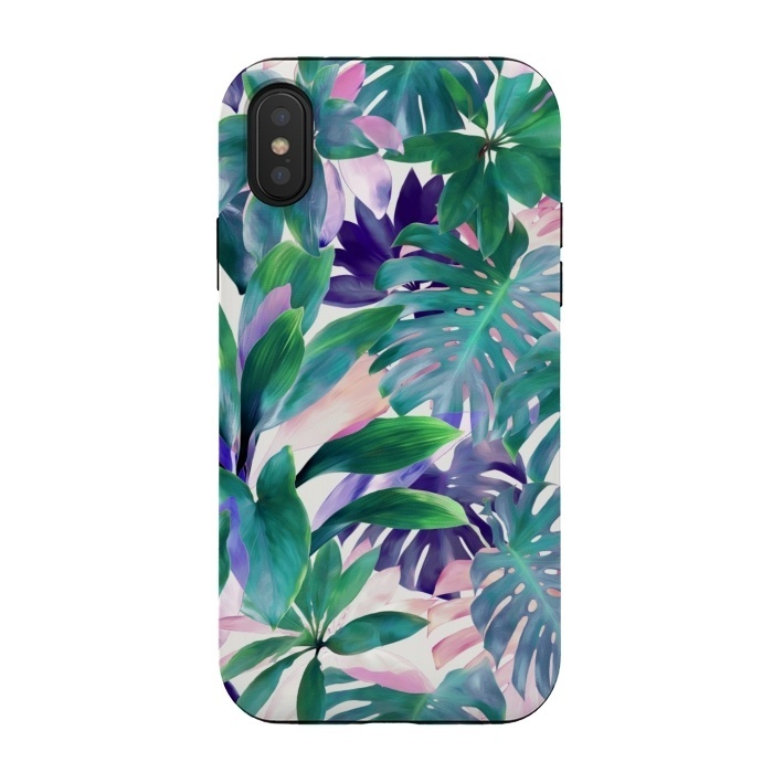 iPhone Xs / X StrongFit Pastel Summer Tropical Jungle by Micklyn Le Feuvre
