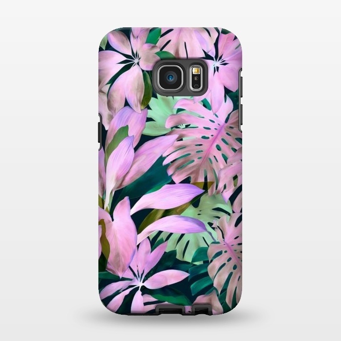 Galaxy S7 EDGE StrongFit Tropical Night Magenta Jungle by Micklyn Le Feuvre