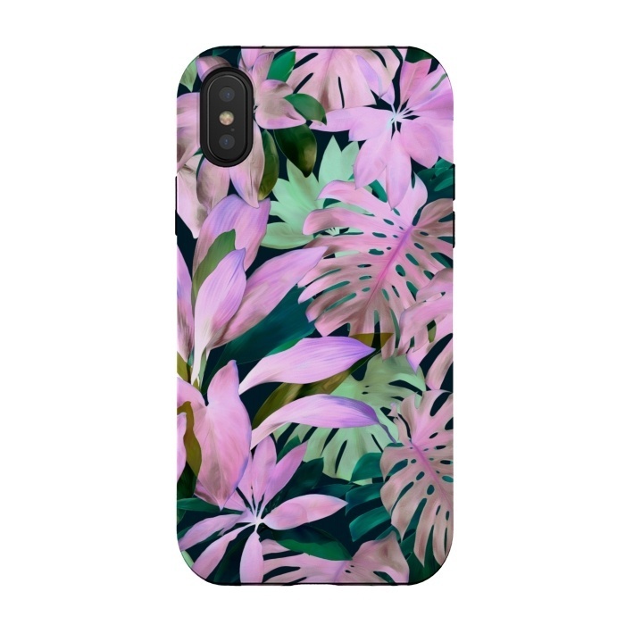 iPhone Xs / X StrongFit Tropical Night Magenta Jungle by Micklyn Le Feuvre