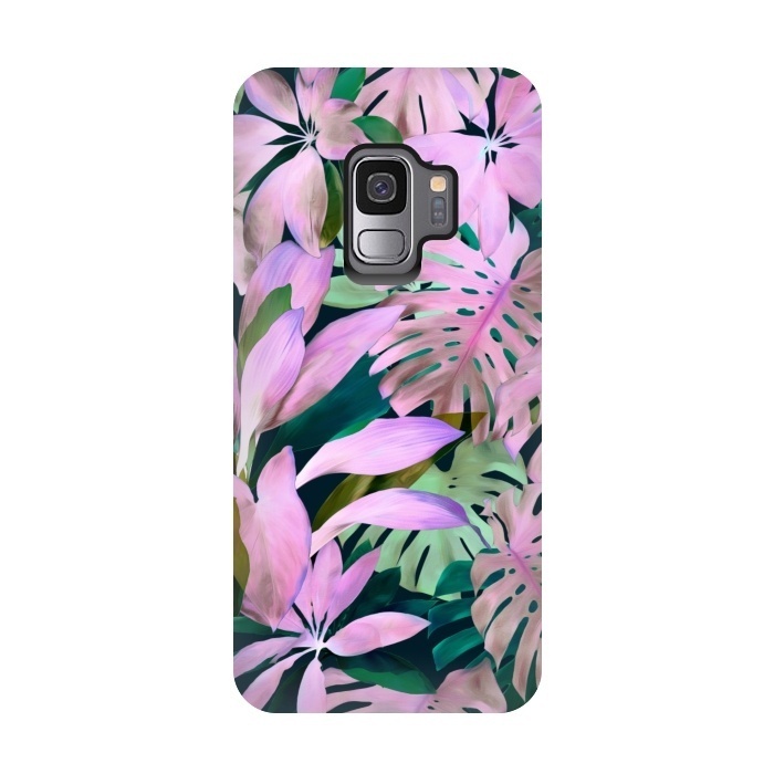 Galaxy S9 StrongFit Tropical Night Magenta Jungle by Micklyn Le Feuvre