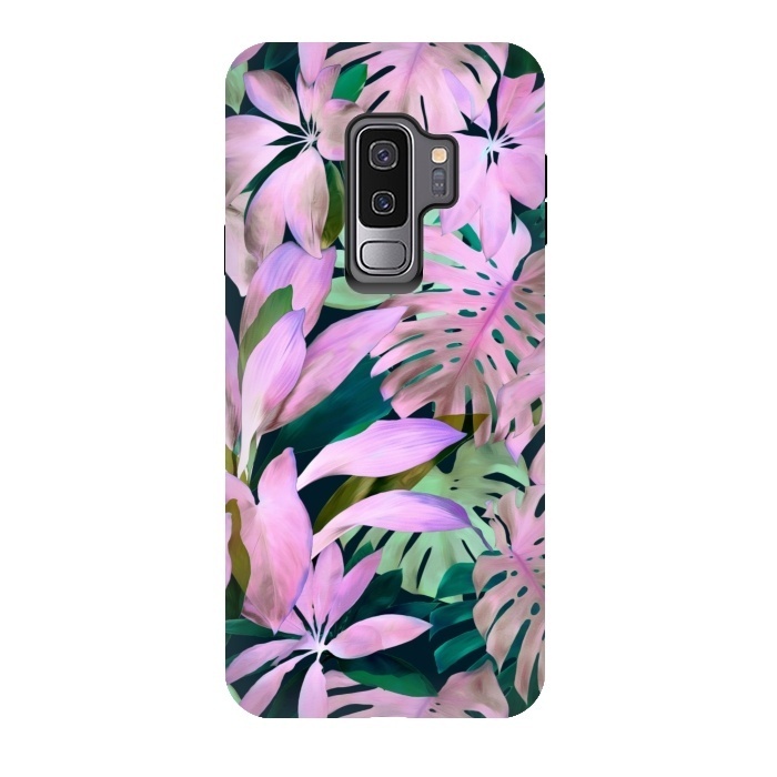 Galaxy S9 plus StrongFit Tropical Night Magenta Jungle by Micklyn Le Feuvre