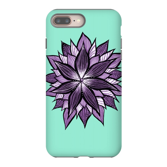 iPhone 7 plus StrongFit Purple Mandala Like Ink Drawn Abstract Flower by Boriana Giormova