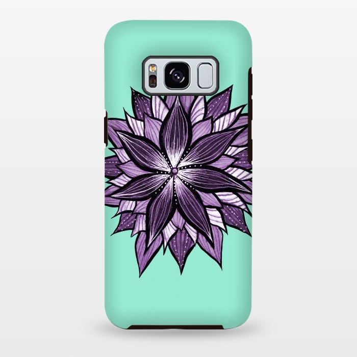 Galaxy S8 plus StrongFit Purple Mandala Like Ink Drawn Abstract Flower by Boriana Giormova