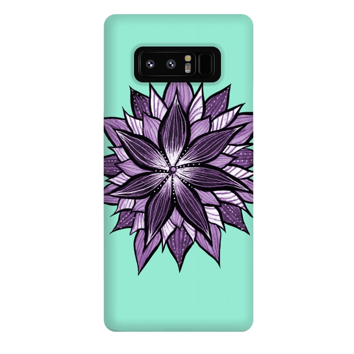 Galaxy Note 8 StrongFit Purple Mandala Like Ink Drawn Abstract Flower by Boriana Giormova