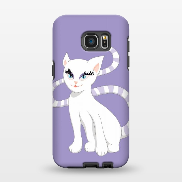 Galaxy S7 EDGE StrongFit Beautiful Cartoon Cute White Cat by Boriana Giormova