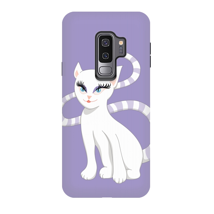 Galaxy S9 plus StrongFit Beautiful Cartoon Cute White Cat by Boriana Giormova