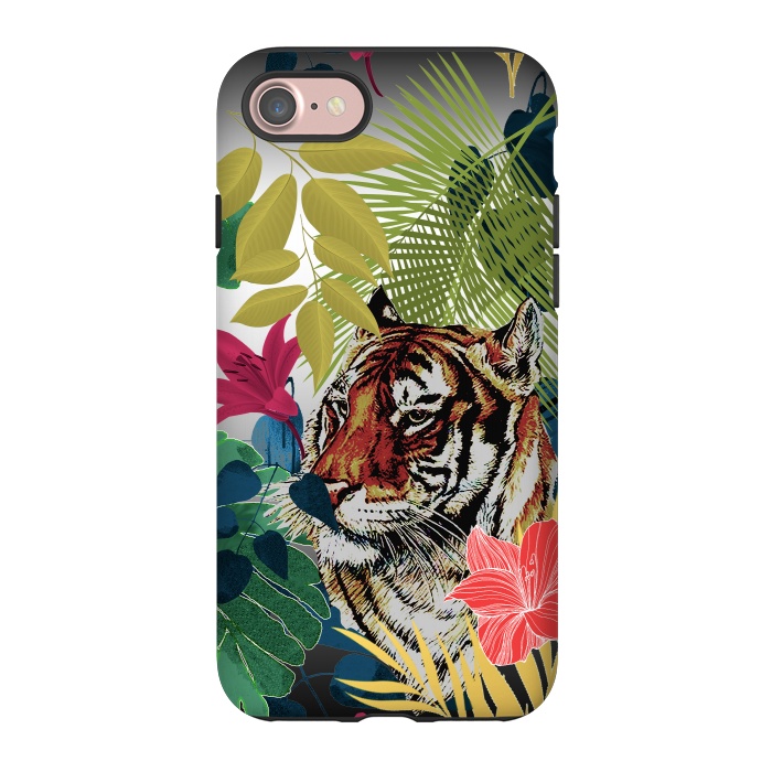 iPhone 7 StrongFit Tiger in flowers by Kashmira Baheti