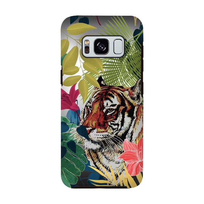 Galaxy S8 StrongFit Tiger in flowers by Kashmira Baheti
