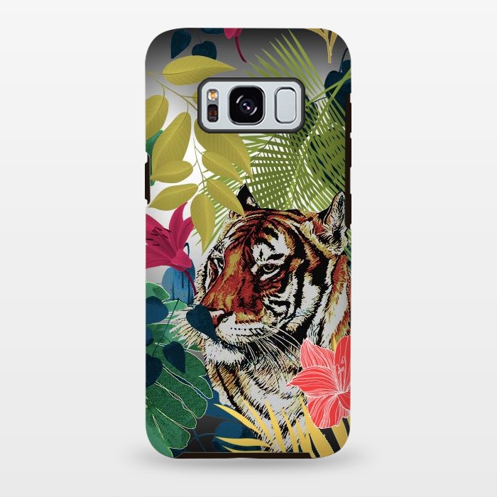 Galaxy S8 plus StrongFit Tiger in flowers by Kashmira Baheti