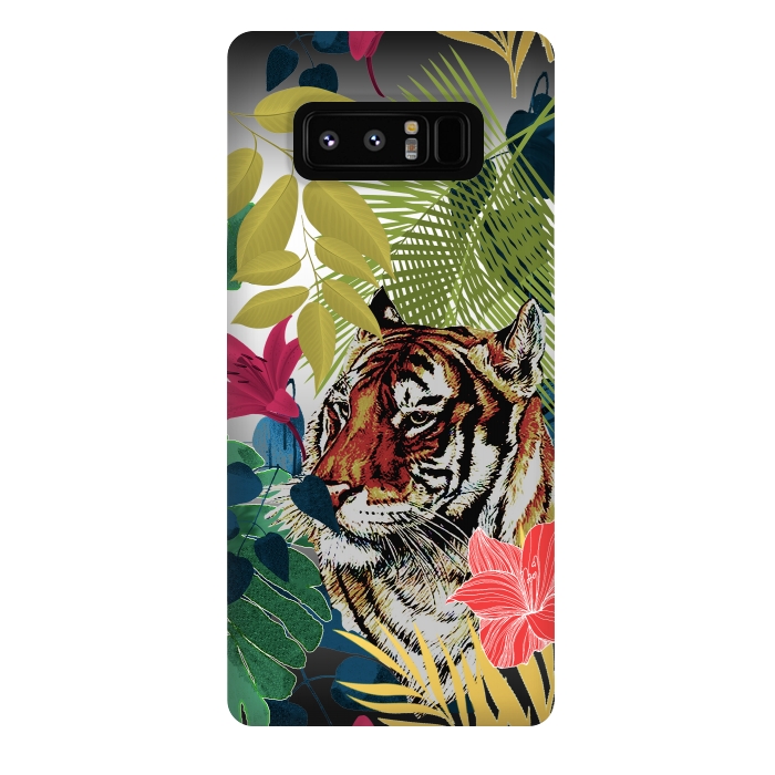 Galaxy Note 8 StrongFit Tiger in flowers by Kashmira Baheti