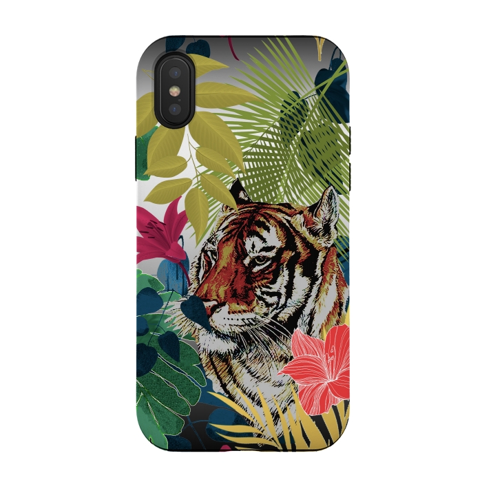 iPhone Xs / X StrongFit Tiger in flowers by Kashmira Baheti