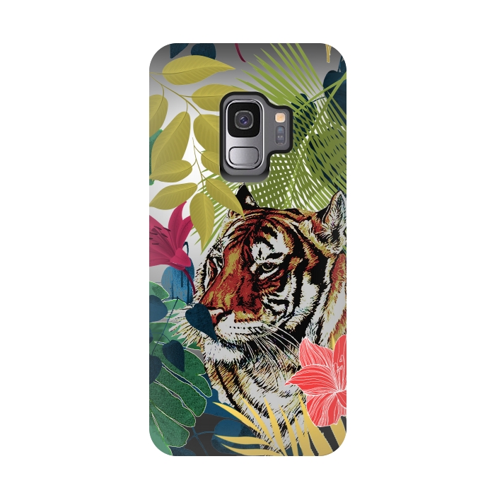 Galaxy S9 StrongFit Tiger in flowers by Kashmira Baheti