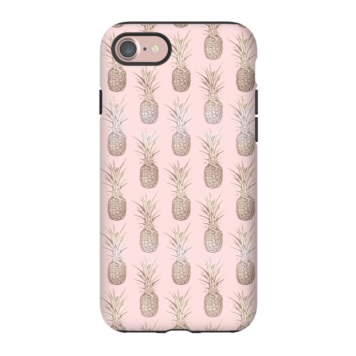 iPhone 7 StrongFit Golden and blush pineapples pattern by InovArts