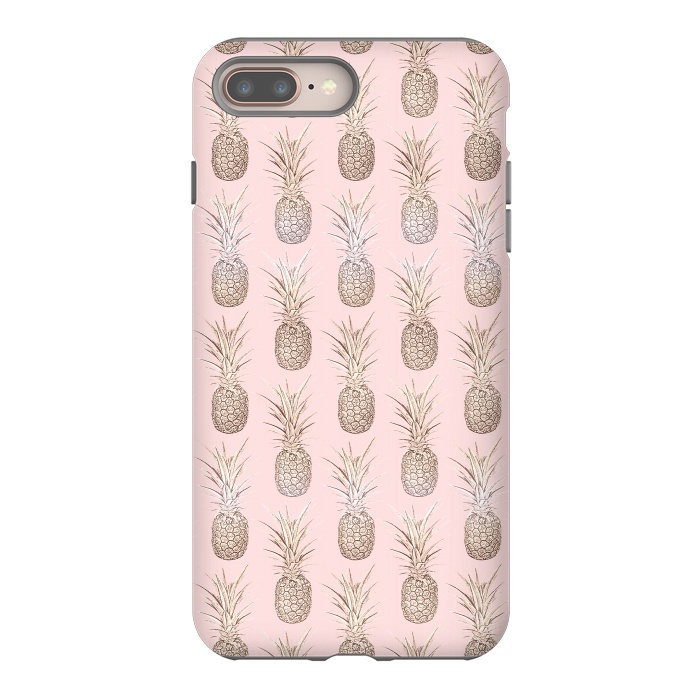 iPhone 7 plus StrongFit Golden and blush pineapples pattern by InovArts