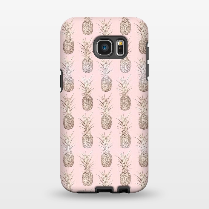 Galaxy S7 EDGE StrongFit Golden and blush pineapples pattern by InovArts