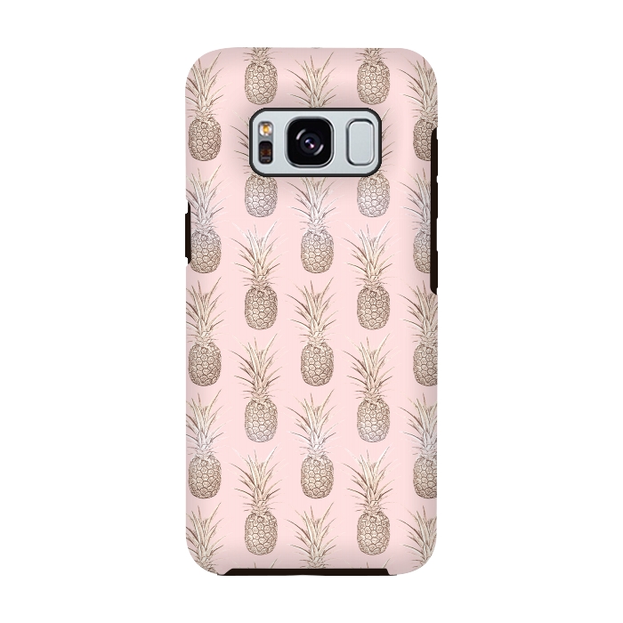 Galaxy S8 StrongFit Golden and blush pineapples pattern by InovArts
