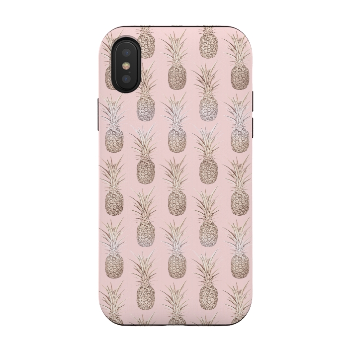iPhone Xs / X StrongFit Golden and blush pineapples pattern by InovArts