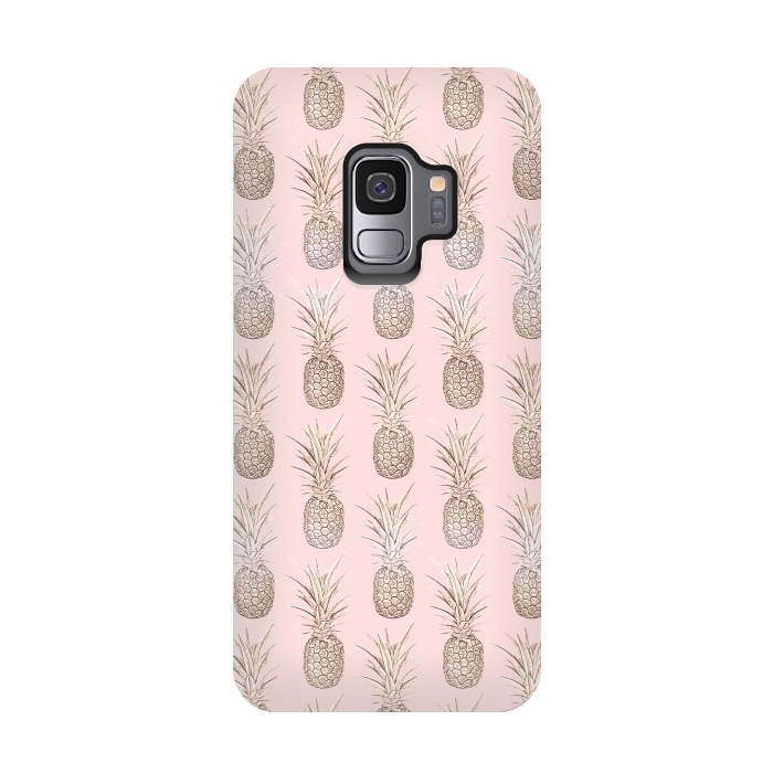 Galaxy S9 StrongFit Golden and blush pineapples pattern by InovArts