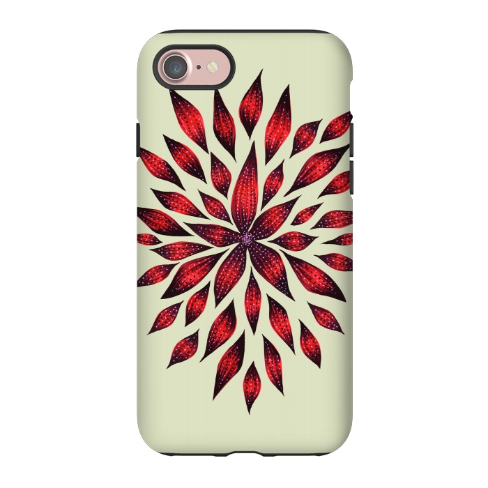 iPhone 7 StrongFit Hand Drawn Abstract Red Ink Doodle Flower by Boriana Giormova