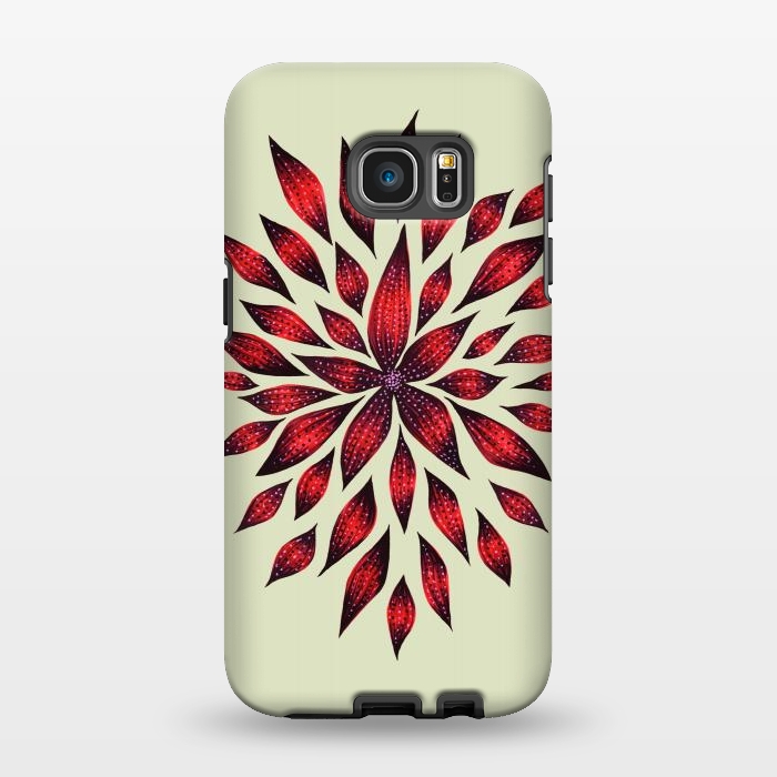Galaxy S7 EDGE StrongFit Hand Drawn Abstract Red Ink Doodle Flower by Boriana Giormova