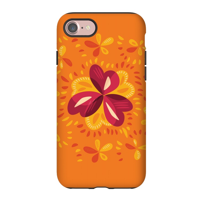iPhone 7 StrongFit Abstract Clovers In Pink Yellow And Orange by Boriana Giormova