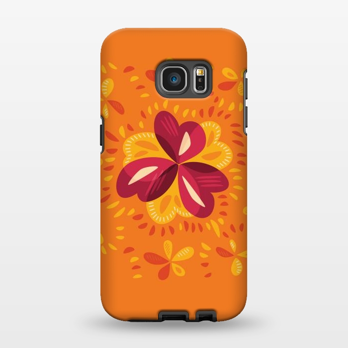 Galaxy S7 EDGE StrongFit Abstract Clovers In Pink Yellow And Orange by Boriana Giormova