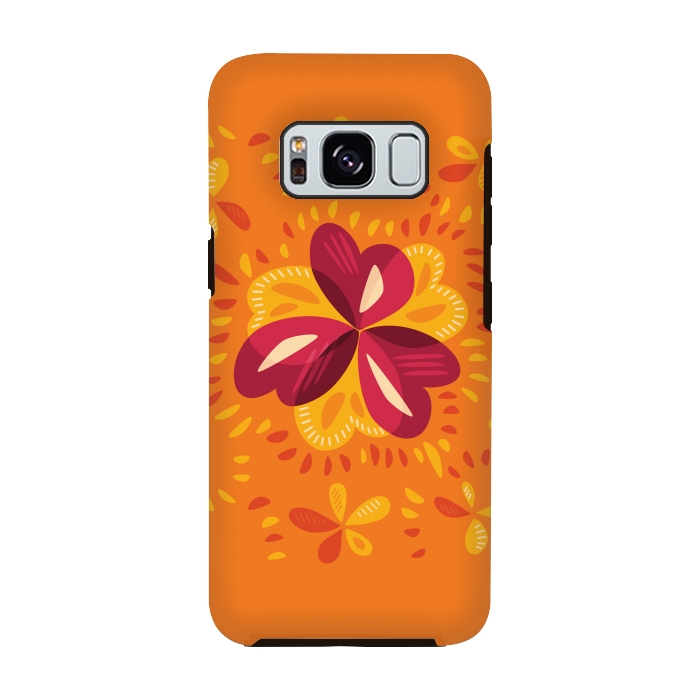 Galaxy S8 StrongFit Abstract Clovers In Pink Yellow And Orange by Boriana Giormova