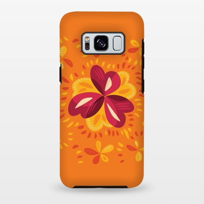 Galaxy S8 plus StrongFit Abstract Clovers In Pink Yellow And Orange by Boriana Giormova