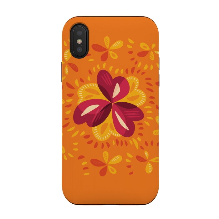 iPhone Xs / X StrongFit Abstract Clovers In Pink Yellow And Orange by Boriana Giormova