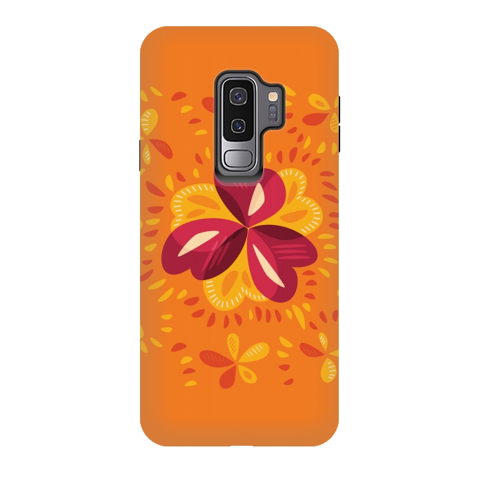 Galaxy S9 plus StrongFit Abstract Clovers In Pink Yellow And Orange by Boriana Giormova