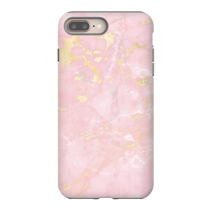 iPhone 7 plus StrongFit Metal Gold on Tender Pink Marble by  Utart