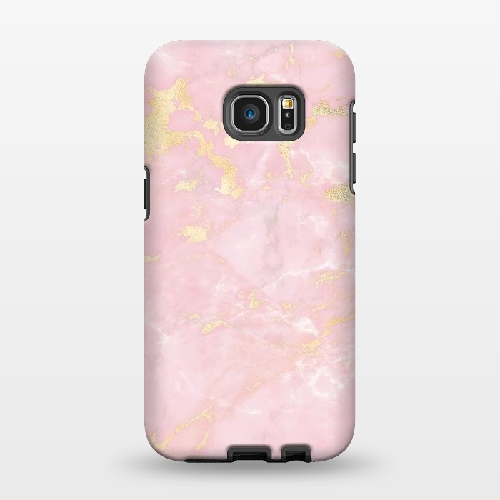 Galaxy S7 EDGE StrongFit Metal Gold on Tender Pink Marble by  Utart