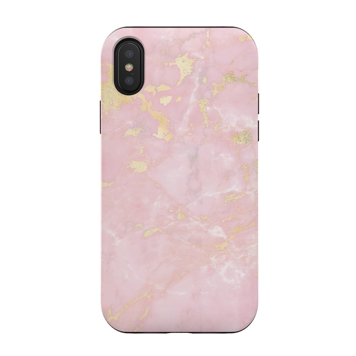 iPhone Xs / X StrongFit Metal Gold on Tender Pink Marble by  Utart