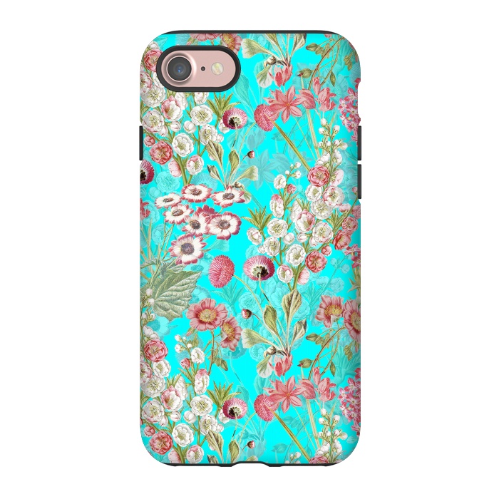 iPhone 7 StrongFit White & Pink Flowers on Teal by  Utart