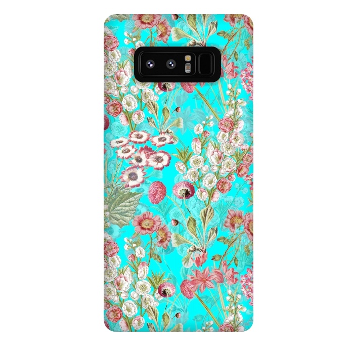 Galaxy Note 8 StrongFit White & Pink Flowers on Teal by  Utart