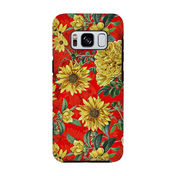 Galaxy S8 StrongFit Sunflowers and Roses on Red by  Utart