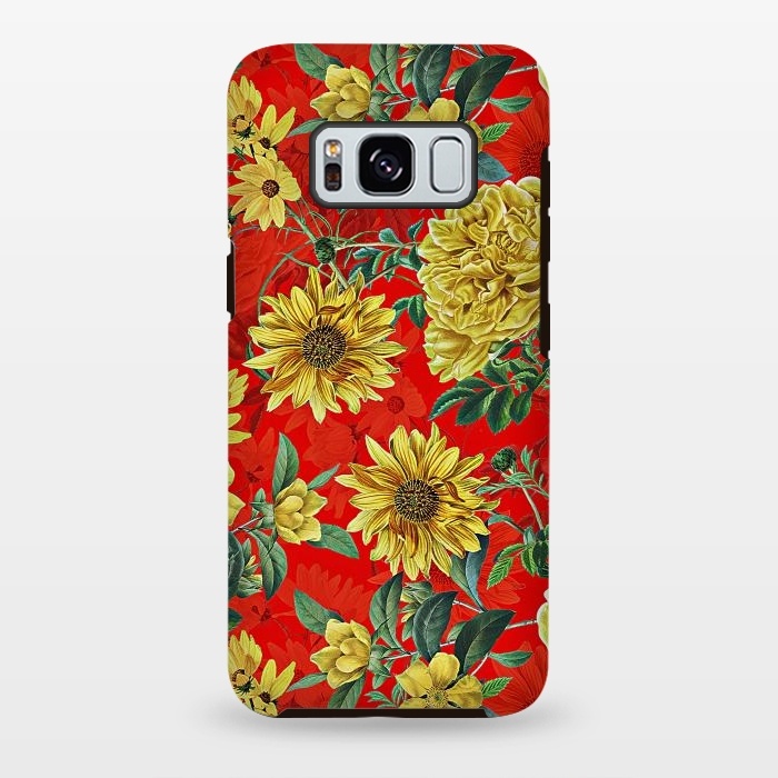 Galaxy S8 plus StrongFit Sunflowers and Roses on Red by  Utart