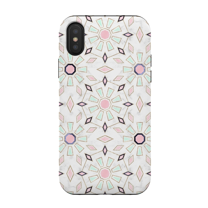 iPhone Xs / X StrongFit Modern gold Moroccan geometric flower marble image  by InovArts
