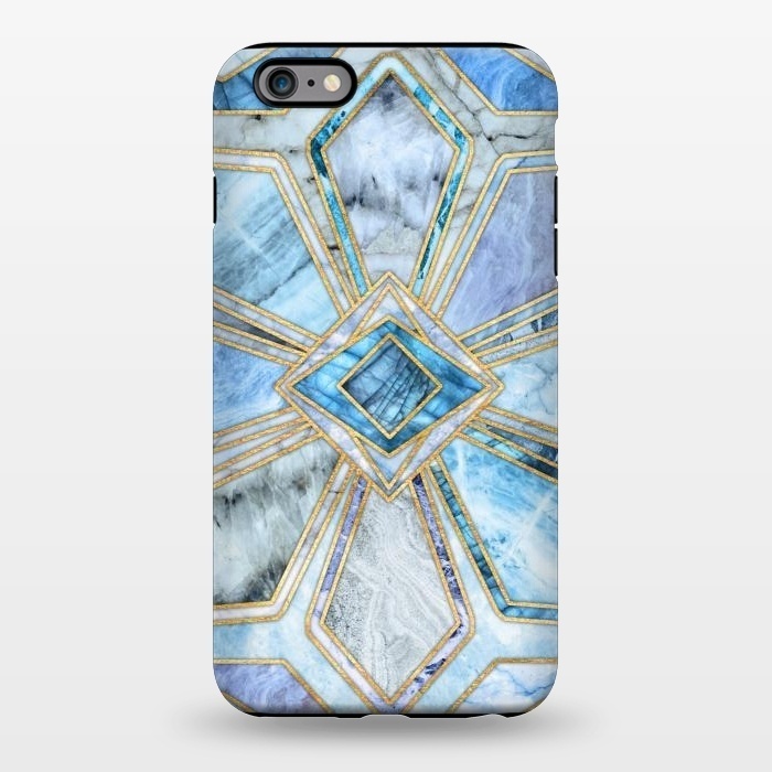 iPhone 6/6s plus StrongFit Geometric Gilded Stone Tiles in Soft Blues by Micklyn Le Feuvre